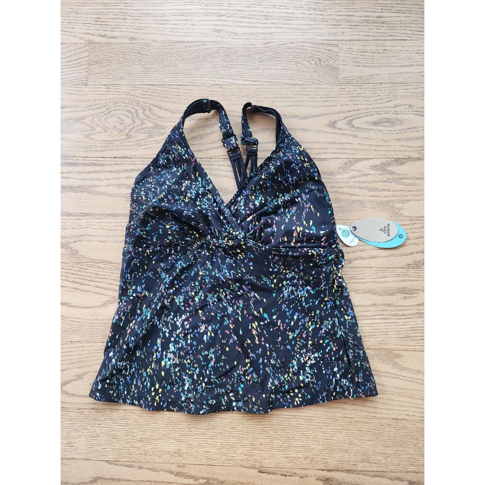 Prana Womens 34D Kayana Tankini Top Black Stargazer NEW